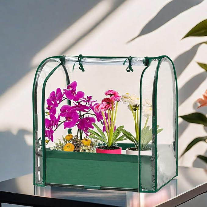 Purlyu Mini Tabletop Garden Greenhouse Nursery Plant Cover Tent Humidity Domes for Indoor and Outdoor Home Gardening Germination and Seedling Propagation - 28x20x28 Inches(PLGH7050PD)