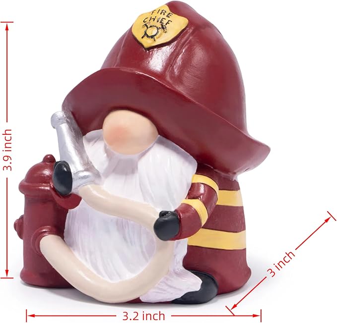 Hodao Firefighter Gnome Figurine - Unique Fireman Tribute Gift, Eye-Catching Resin Decor for Living Room Shelves, Collectible Home Ornament