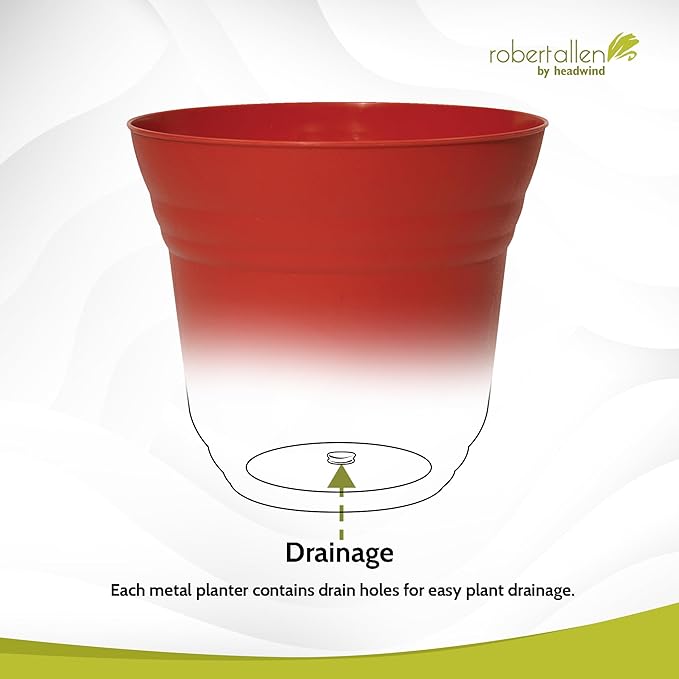 Headwind Traverse Planters – 5" 2 Pack Plastic Plant Pot in Brick Red - Indoor & Outdoor Pots for Plants with Drainage - Decorative Plant Pot, Flower Pots Outdoor for Garden by Robert Allen