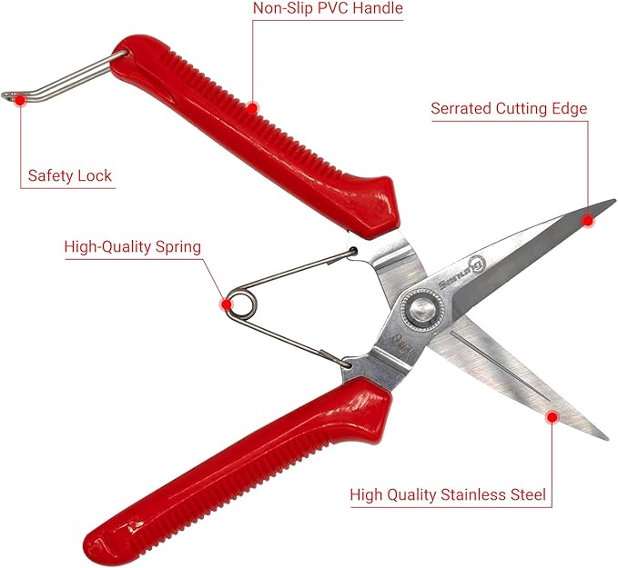 Sanung 910 2 PACK Garden Pruning Shears Multipurpose Flower Stems Branch Fruit Picking Shears Scissors Gardening Hand Pruners with Straight Steel Blades Safety Lock