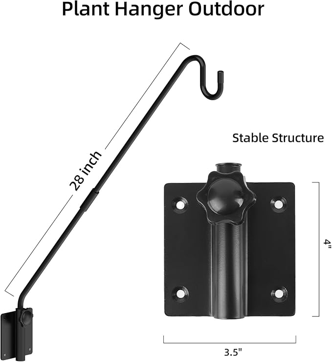 Monalife Deck Hook Wall Mounted,Extended Plant Hanger Outdoor,Bird Feeder Hanger-Metal Fence Shepherds Hooks Bracket for Hanging Hummingbird Feeder,Planter,Flower Baskets,Lantern-360°Rotating Pole