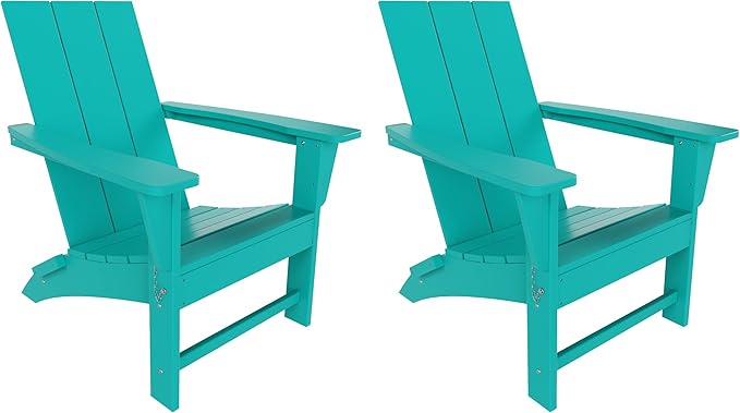 WestinTrends Ashore Modern Outdoor Folding Adirondack Chair (Set of 2), Turquoise