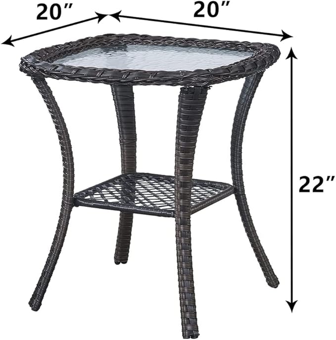 HUMMUH 5 Pieces Patio Bistro Set Wicker Patio Chairs Set of 2 with Ottomans and Side Table Rattan Outdoor Furniture Conversation Set for Yard,Garden,Porch…