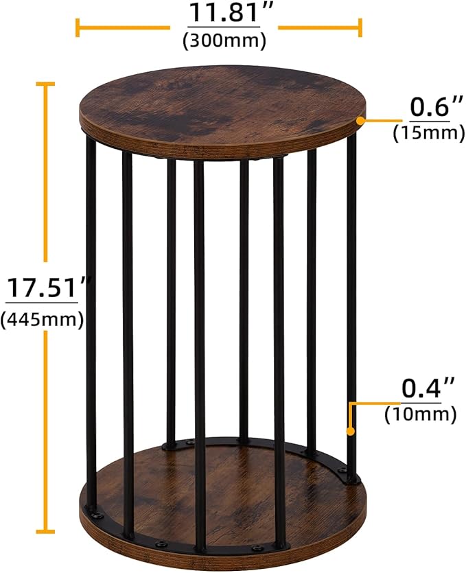 Leinade Plant Stand Indoor,small plant stool,Flower Pot Corner stand holder,Mid Century Heavy Duty Metal Tall Home Decor,Modern Round End Table,Small Rustic Display Stand for Living Room,Bedroom(Brown,18In)