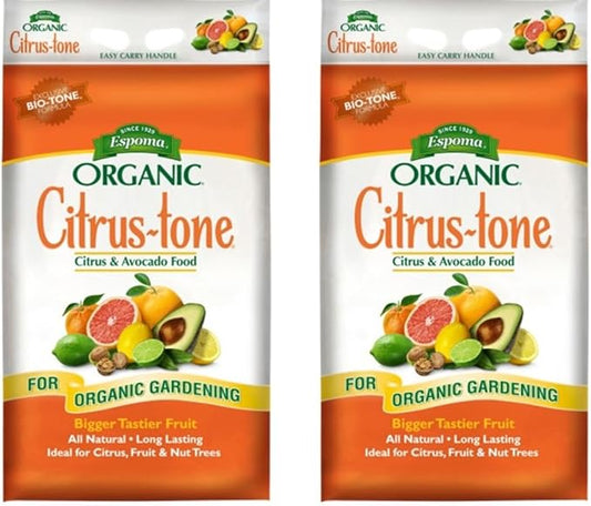 Espoma Organic Citrus-Tone 5-2-6 Natural & Organic Fertilizer and Plant Food for All Citrus, Fruit, Nut & Avocado Trees; 18 lb. Bag. Promotes Vigorous Growth & Abundant Fruit - 2 Pack