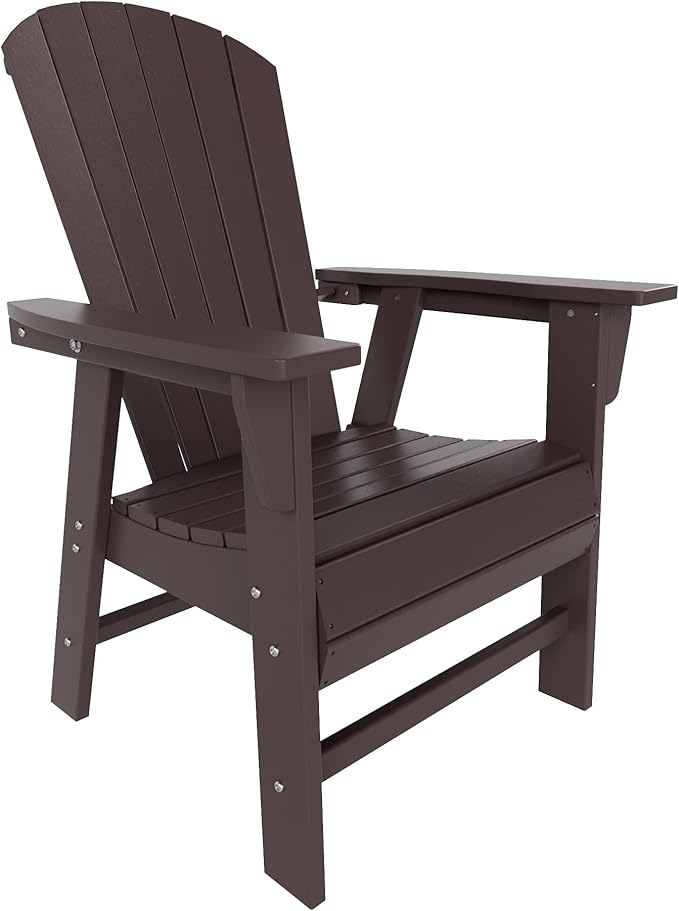 WestinTrends Dylan Dylan Outdoor Patio Shell-Back Adirondack Dining Chair Weather Resistant Dark Brown