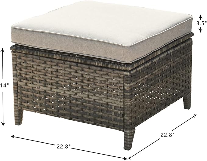HUMMUH Outdoor Furniture 5 Pieces Patio Furniture Set Wicker Outdoor Sectional Sofa with 2 Patio Chairs,Ottomans