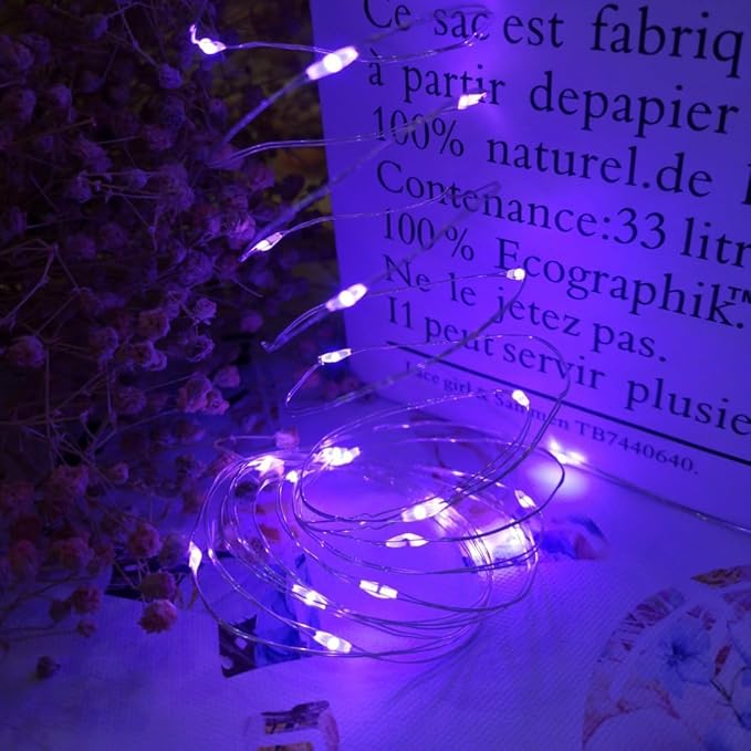 3 Pack USB Fairy Lights, USB Powered String Lights 16.5FT 50 LEDs, Fairy String Lights for Bedroom, Wedding, Party, Christmas Tree Decoration (Purple)