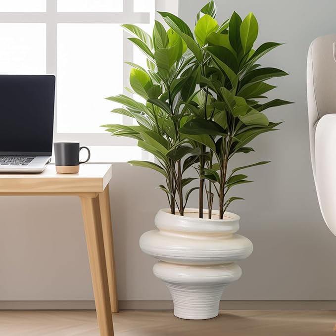 Teagas Ceramic Bonsai Planters 11 Inch - Pots for Plants Indoor Outdoor, Plant Pot with Drainage Hole, Decorative Flower Pot for Home Garden Patio Office, Gift for Men Women, White