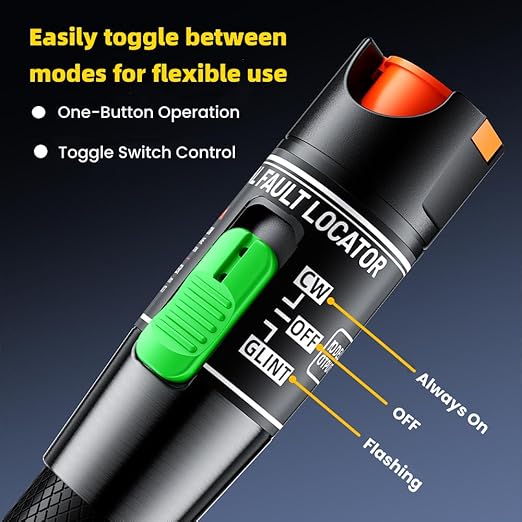 Visual Fault Locator,30-50KM Fiber Optic Cable Tester Meter, VFL Red Light Pen Light Source Testers(Black)
