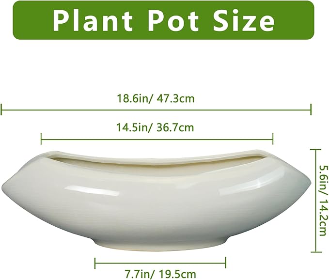 Teagas Bonsai Pots 18 Inch - Ceramic Succulent Pots with Drainage Hole Decorative Plant Pot Indoor Large Outdoor Planter Modern Flower Pot for Home Garden Room Decor Gray