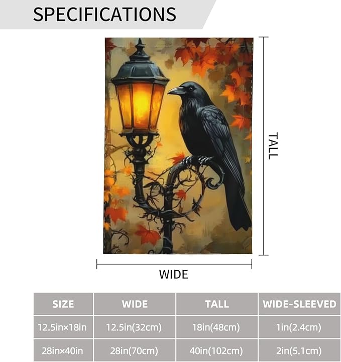 Crow Garden Flag Vertical Double Sided Outdoor Yard Flags 12.5x18 Inch Burlap Banners for House Lawn