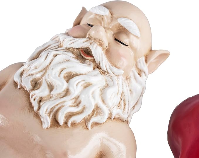 Sleeping Garden Gnome Statue, Funny naping gnome, Sunbathing gnome, Fun Gift, Decoration for Outdoors - 10 inches