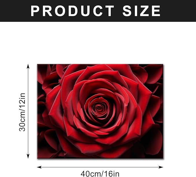 Red Rose Close Up Detail Modern Framed Flowers Giclee Canvas Prints Red Romantic Rose Flower Nature Floral Photography Realism Botanical for Living room Bedroom Bathroom 12"x16" Framed