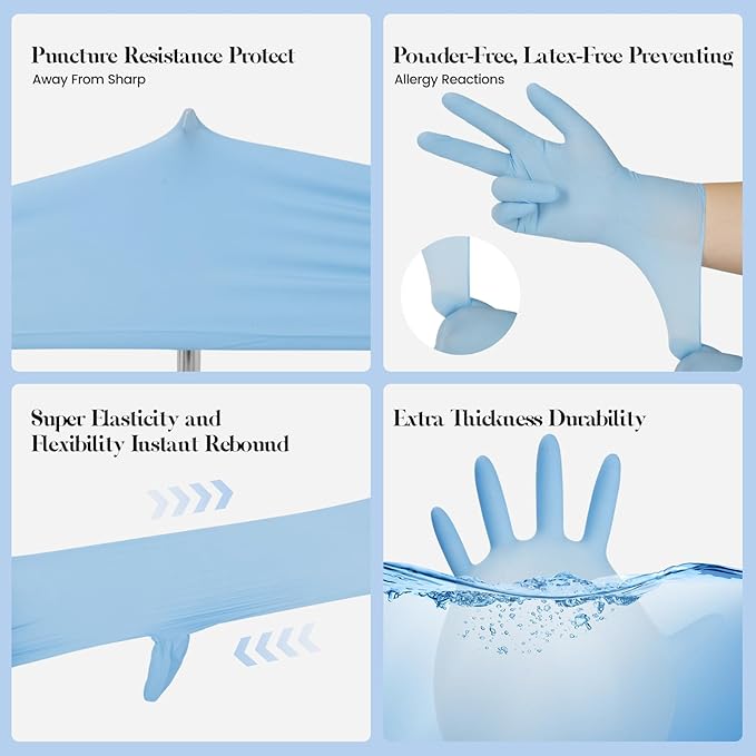Kids Disposable Gloves for 3-8 Years, 5Mil Blue Nitrile Gloves with Latex-Free and Powder-Free, Durable and Protective for Work, Cleaning, Cooking, Gardening (XS,100PCS)