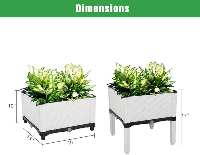 Raised Garden Bed with Legs Planters for Outdoor Plants Planter Box Elevated Garden Boxes Plant pots Perfect for Garden Patio Balcony Deck to Planting Flowers (White)