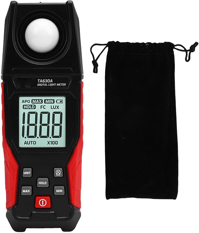 Luocute Digital Illuminance Light Meter, 0.1 to 200000LX Meter with LCD Screen and Data Hold for Photography Plants LED Lights Indoor Outdoor