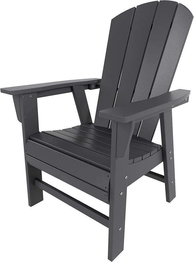 WestinTrends Malibu Malibu Outdoor Patio HDPE Plastic Adirondack Dining Chair Gray