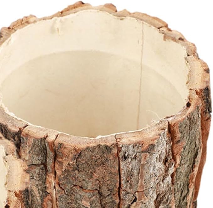ARTIBETTER Bark Planter Pot 2pcs Wood Bark Natural Log Succulent Plant Pots for Indoor Plants Rustic Tree Stump Planter Farmhouse Bucket for Home Art Decor 3. 54x3. 14in