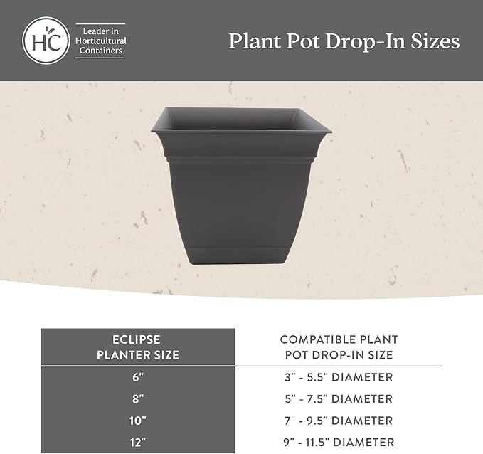The HC Companies Eclipse Square Plastic Planter w/Attached Saucer - Outdoor & Indoor Plant Pot with Drainage Holes - Lightweight, UV-Resistant Plastic Pots for Plants (6" Peridot Green, Pack of 1)