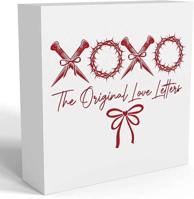 Valentines Day Decorations, Valentines Day Gifts for Her Him, Gift for Boyfriend Girlfriend, Xoxo Anniversary Christian Wooden Box Sign Husband Wife Home Office Bedroom Desk Shelf Decor
