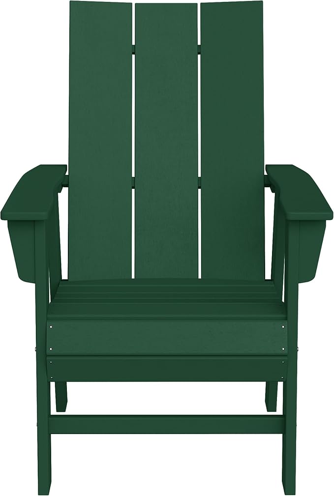 WestinTrends Ashore Outdoor Patio HDPE Plastic Modern Adirondack Dining Chair Dark Green