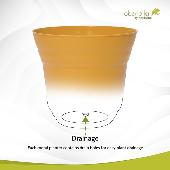 Headwind Traverse Planters – 5" 2 Pack Plastic Plant Pot in Harvest Yellow - Indoor & Outdoor Pots for Plants with Drainage - Decorative Plant Pot, Flower Pots Outdoor for Garden by Robert Allen