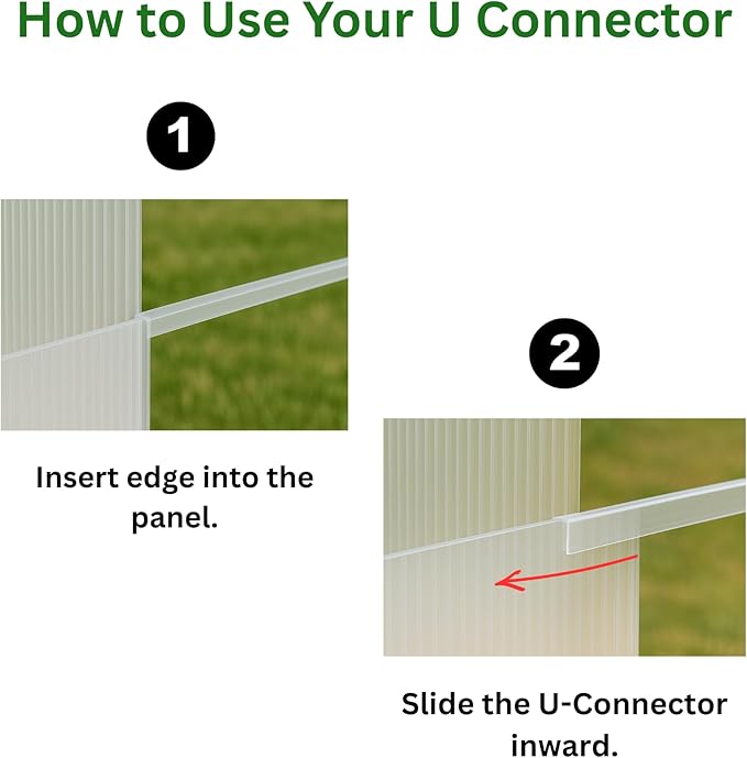 Polycarbonate Greenhouse Panels U Connector - 20 Pieces, 2ft Length, Prevent Dust, Rain & Moisture from Getting into Twin-Wall Panels, Fit 6mm or 4mm (0.2 in) Panels (U Connectors 6mm-2ft)