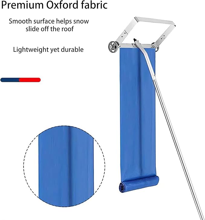 Roof Snow Removal Tool with Wheels, Aluminum Roof Snow Rake with Roller, 21FT Extendable Snow Roof Rake, Oxford Fabric Snow Slide, Lightweight Roof Snow Scraper