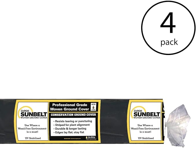 DeWitt SBLT3300 Sunbelt Woven Weed Barrier Landscape Fabric Ground Cover, 3-Foot Width x 300 Feet (4 Pack)