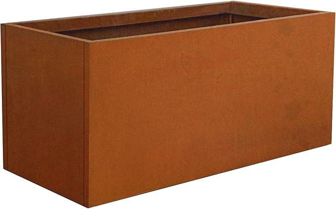 GZGNEEVL Corten Steel Planter Box Rectangular Planters Large Outdoor Planter Metal Planter Box for Tall Plant Trough Rustic Patina for Garden Yard Commercial Residential Farm 16 in x 31.5 in x 16 in