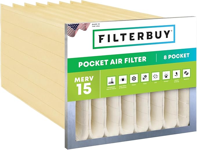 Filterbuy 12x24x12 Air Filter No Header (3-Pack), Rigid Cell Box Filters HVAC (Actual Size: 11.38 x 23.38 x 11.38)