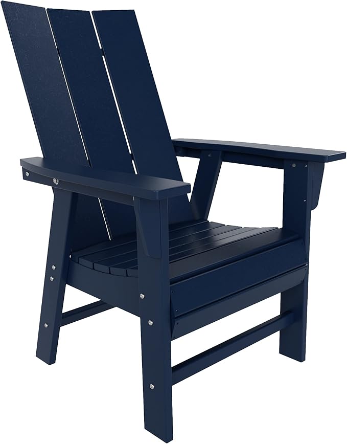 WestinTrends Ashore Outdoor Patio HDPE Plastic Modern Adirondack Dining Chair Navy Blue