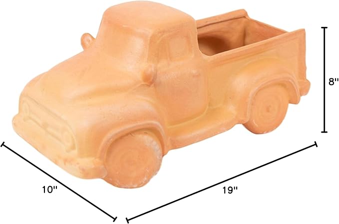 MY SWANKY HOME Natural Terracotta Vintage Truck Shaped Succulent Cactus Pot Planter Indoor Outdoor 19 in