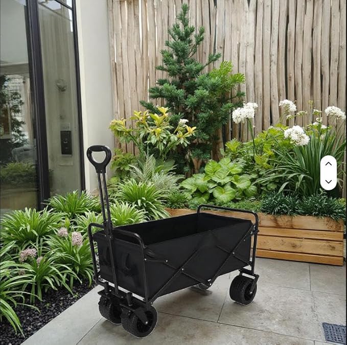 Wagons Carts Foldable, Heavy Duty Utility Shopping Cart with Wheels,Portable Utility Outdoor Wagon for Grocery, Shopping, Garden, Sports, Camping, Black