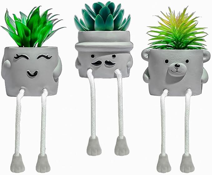 OLEEK Small Fake Plant Office Desk Decor - Desk Plants for Office Decorations for Work - Decorative Plants Decor - Funny Office Decor for Women - Fake Succulents Plants Artificial Home Decor Shelf