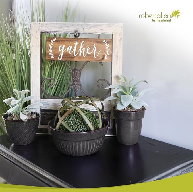 Headwind Glazed Ironstone Boutique Collection Cascade Bowl Plant Pot – Graphite Color 8 Inch Pot for Indoor Plants - Planters for Indoor Plants - Ideal Succulent Planters by Robert Allen