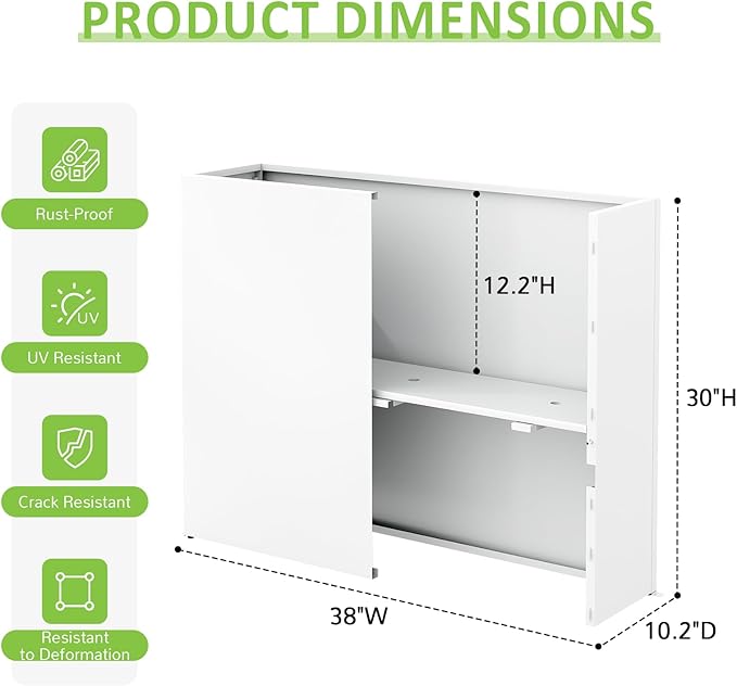 LAHAAP Set of 2 Outdoor Planters 38"W x 10.2"D x 30"H- Tall Rectangular Planters for Outdoor Patio/Porch, All-Weather with Anti-dumping Kit, Durable Galvanized Steel, Modern Design for Plants, Flower