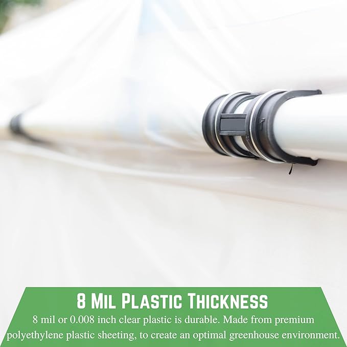 Farm Plastic Supply - Clear Greenhouse Plastic Sheeting - Ultra Durable - 8 mil - (13' x 10') - 4 Year UV Resistant Polyethylene Greenhouse Film for Gardening, Farming, Agriculture