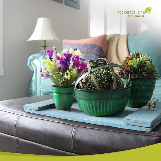 Headwind Glazed Ironstone Boutique Collection Cascade Bowl Plant Pot – Seafoam Color 8 Inch Pot for Indoor Plants - Planters for Indoor Plants - Ideal Succulent Planters by Robert Allen