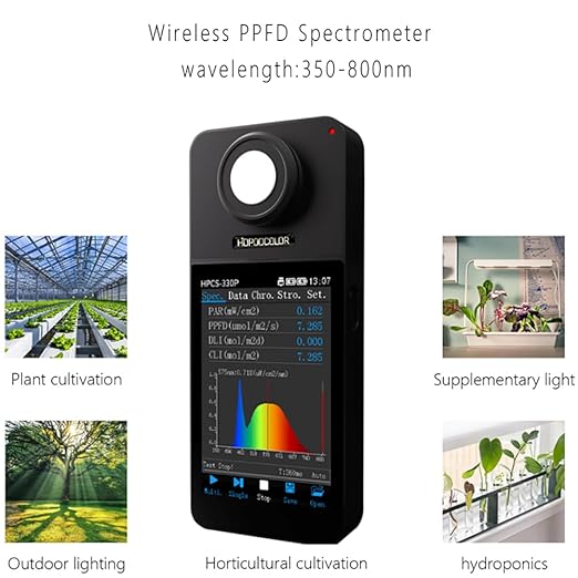 Hopoocolor HPCS-330P Spectrometer PPFD Meter PAR Quantum Meter Wireless Bluetooth Connection