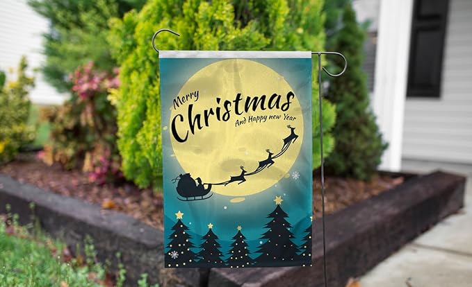AGAS Merry Christmas Garden Flags 12 x 18 Inch , Christmas Tree, Small Christmas Garden Flags for Outside, Holiday Yard Flag, Outdoor Yard Small Vertical 200D Nylon, Gifts For Families Friends - No