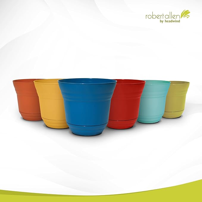 Headwind Traverse Planters – 5" 2 Pack Plastic Plant Pot in Meadow Green - Indoor & Outdoor Pots for Plants with Drainage - Decorative Plant Pot, Flower Pots Outdoor for Garden by Robert Allen