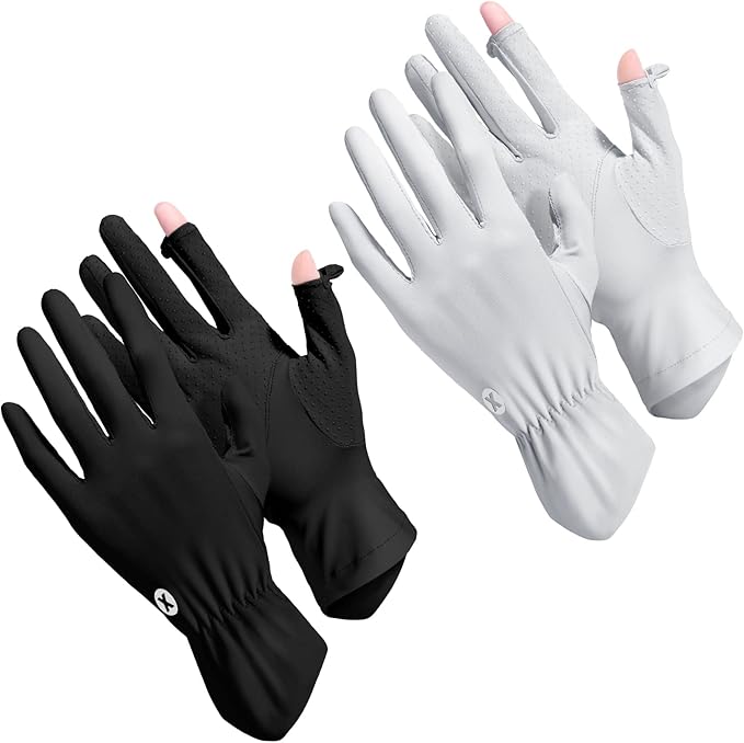 Loopeer 2 Packs Women Sun Protection Driving UV Gloves Full Finger Touchscreen Non Slip Breathable Summer Outdoor Gloves