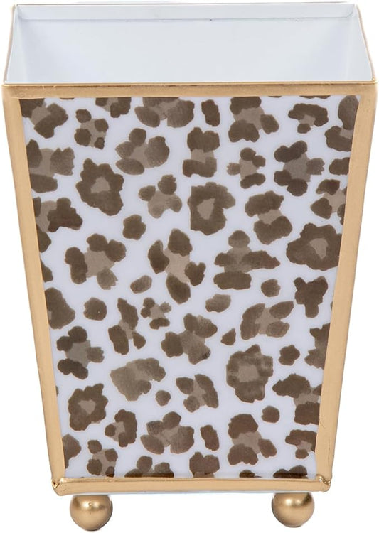 Jaye's Studio Decorative Planter Pots for Indoor Plants, Cachepot for Office, Kitchen, Bedroom, Desk, Living Room, Metal Flower Pot Small Planters, Gold Plant Pot Chinoiserie (Leopard Spots, 4 Inch)