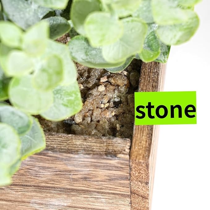 Artificial Eucalyptus Potted Plants Fake Potted Plants Rectangular Wooden Planter Box Artificial Eucalyptus Leaves for Suit Office Party Table Indoor and Outdoor Decor