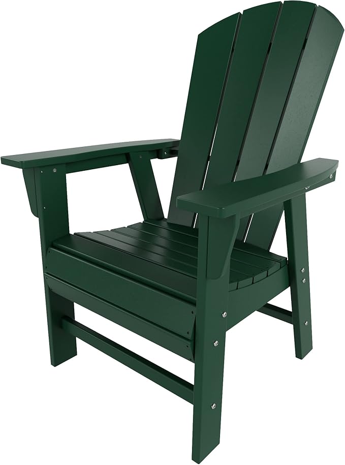WestinTrends Malibu Malibu Outdoor Patio HDPE Plastic Adirondack Dining Chair Dark Green