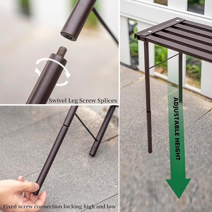 OUTEROOM Metal Plant Stand, Rust-proof Aluminum Flower Pot Stand, Plants Display Stands Decoration Racks for Living Room Balconies and Gardens (120 Ebony)