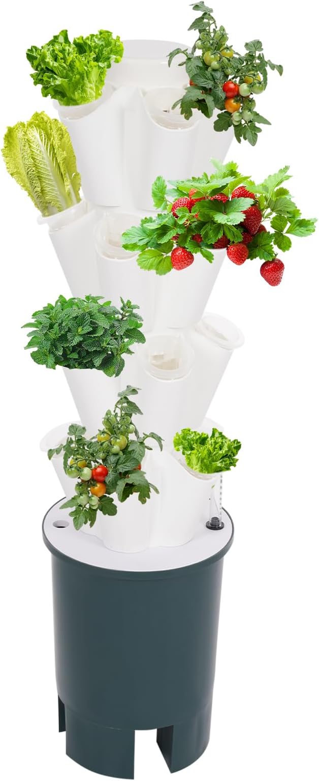 Hydroponic Growing System, 20-Plant Vegetable Planter Tower Outdoor Indoor Garden Vertical Planter Germination Kit with Water Pump & Intelligent Water Circulation for Gardening Lover