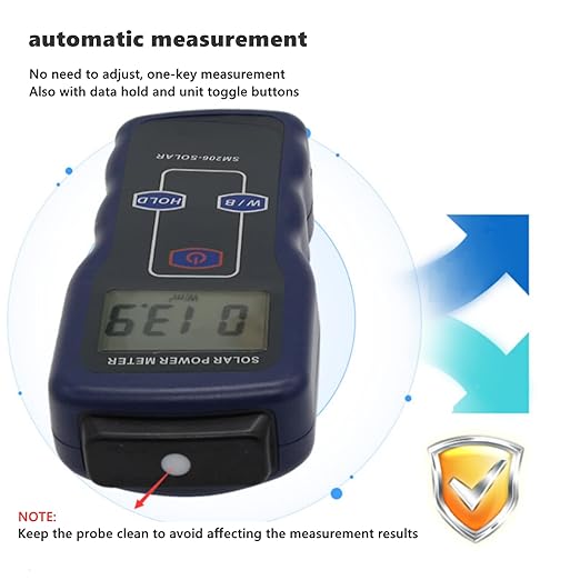 Digital Solar Power Meter, Sun Light Energy Measuring Tester for Testing Car Window Performance, Handheld Portable Sunlight Meter, W/m2 Meter